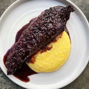 Monkfish, red wine, polenta
